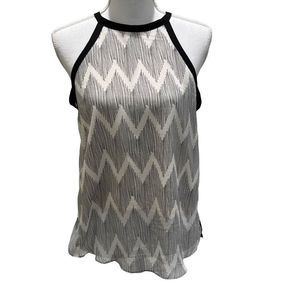 BISHOP + YOUNG halter top‎ medium black white blouse
